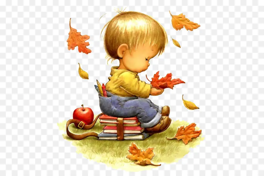 Enfant Avec Des Feuilles，Automne PNG