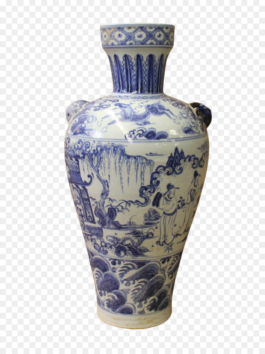 Vase Bleu Et Blanc，Céramique PNG