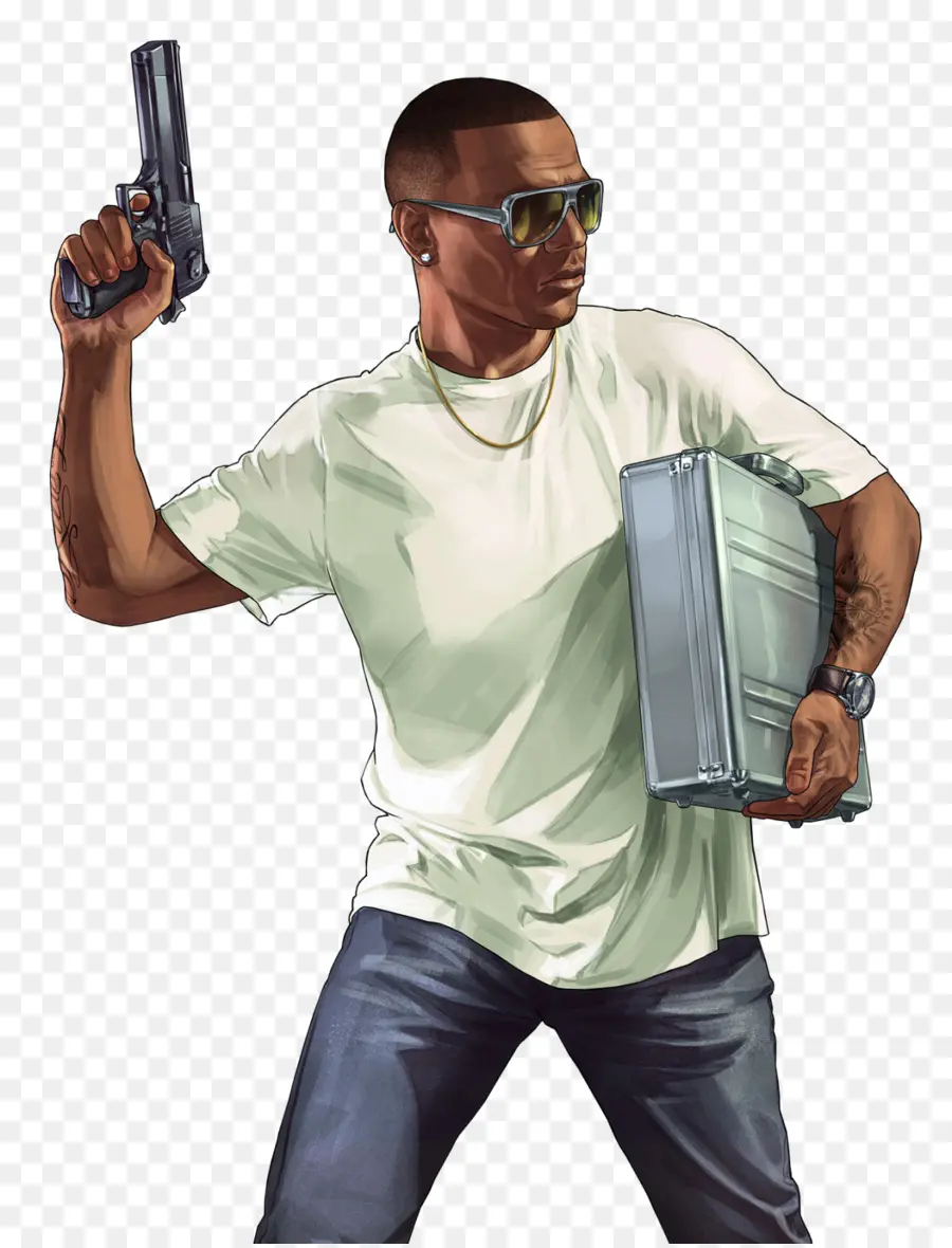 Homme Avec Arme à Feu，Mallette PNG