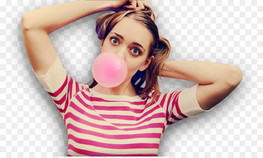 Fille Soufflant Du Bubble Gum，Bulle PNG