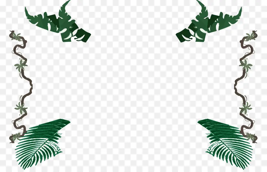 Cadre De La Jungle，Feuilles PNG