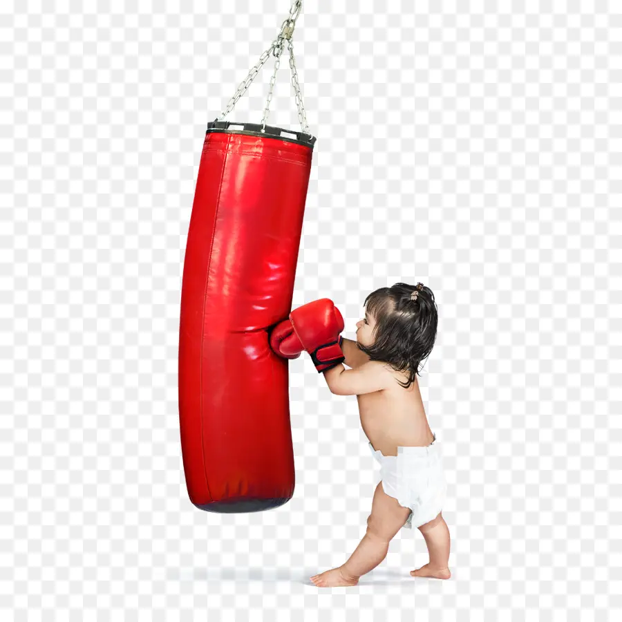 Bébé Avec Un Sac De Boxe，Boxe PNG