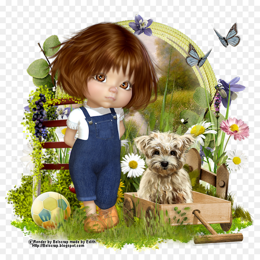 Fille Avec Chien，Jardin PNG