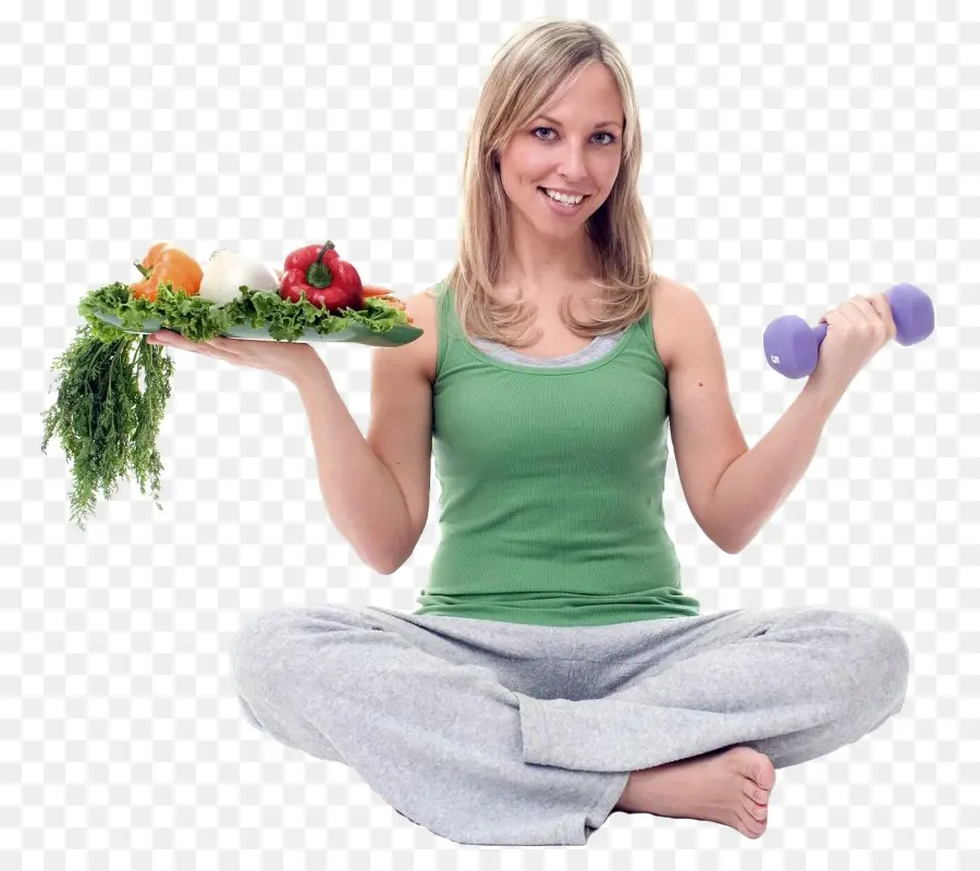 Femme Avec Des Légumes Et Des Haltères，Aptitude PNG