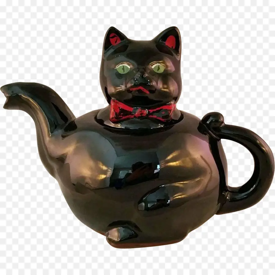 Théière Chat，Noir PNG