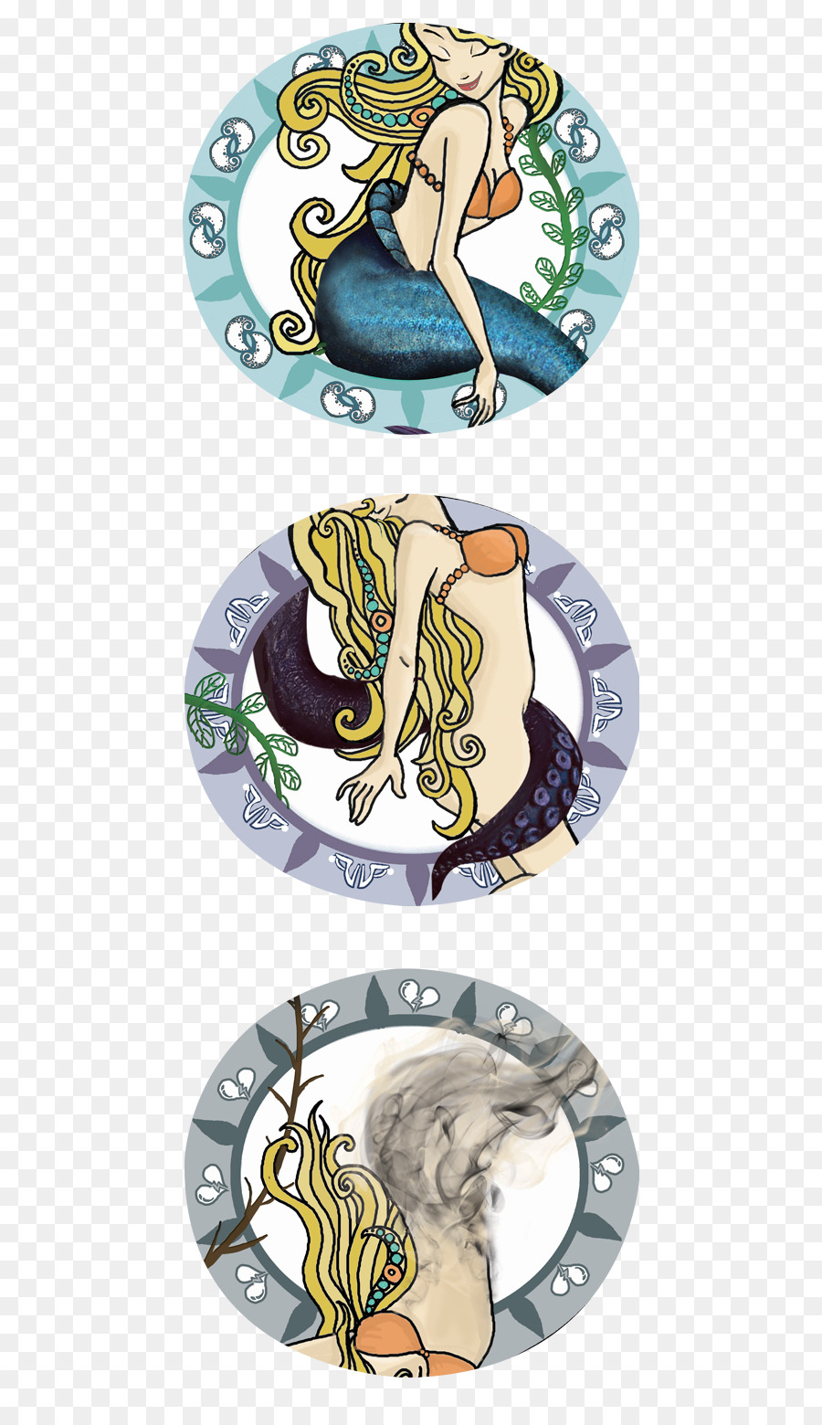 Art Nouveau，Triptyque PNG