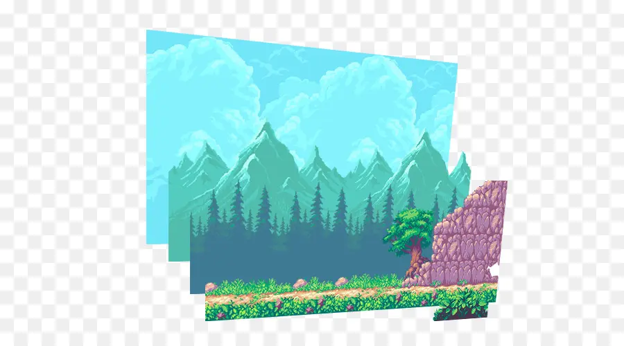 Paysage De Pixel Art，Montagnes PNG