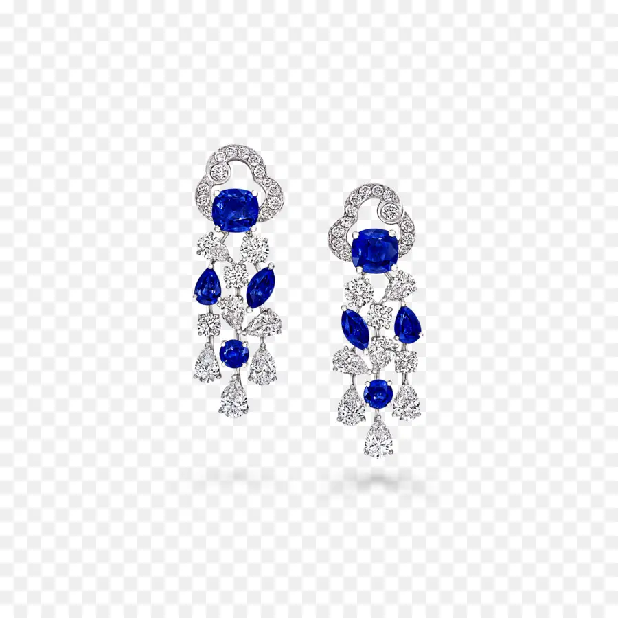 Boucles D'oreilles Pierres Précieuses Bleues，Accessoire PNG