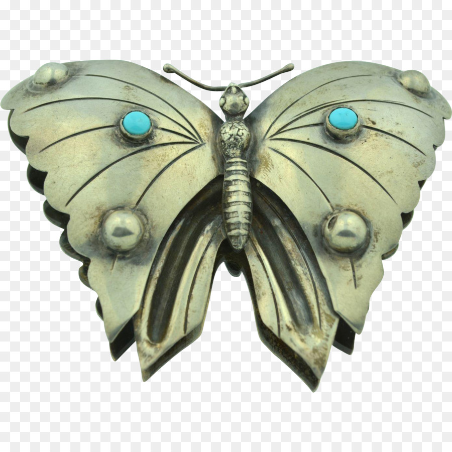 Broche Papillon，Argent PNG