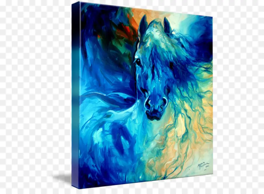 Peinture，Chevaux Bleus PNG