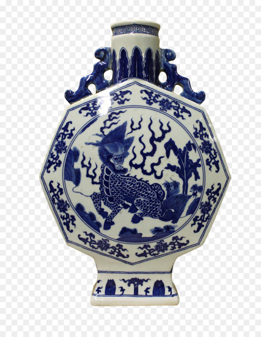 Vase Bleu Et Blanc，Céramique PNG