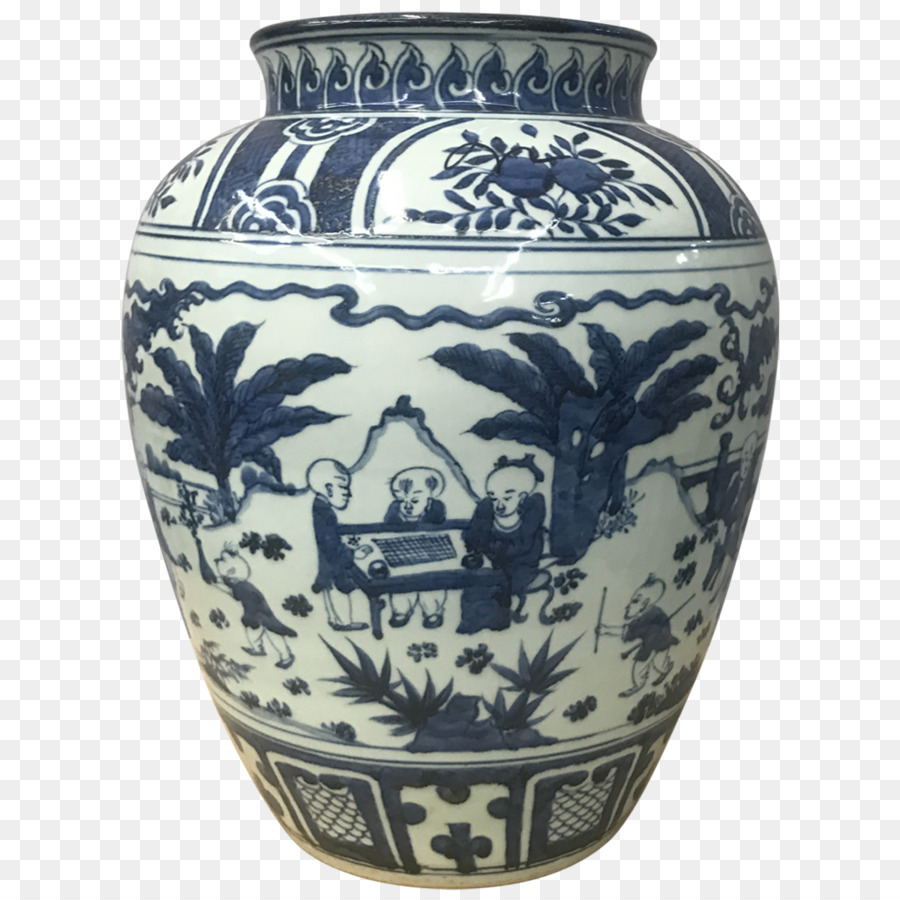 Vase En Céramique，Bleu PNG