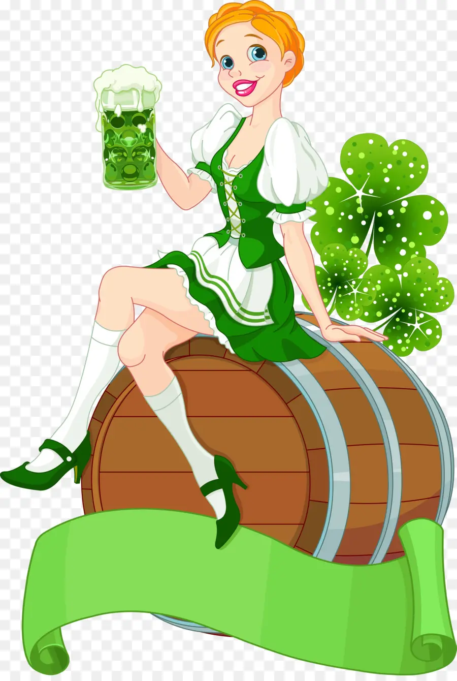 Fille De Bière，Baril PNG