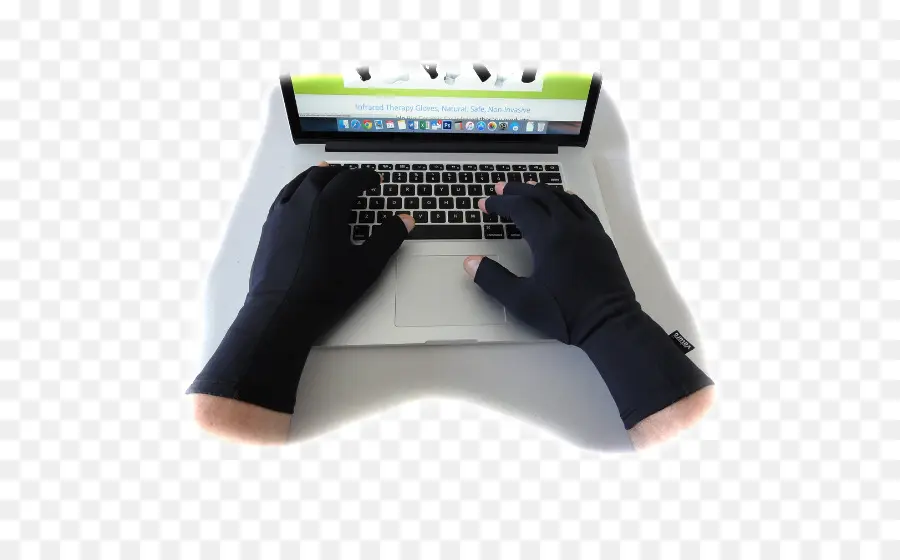 Mains Avec Des Gants Sur Ordinateur Portable，Dactylographie PNG