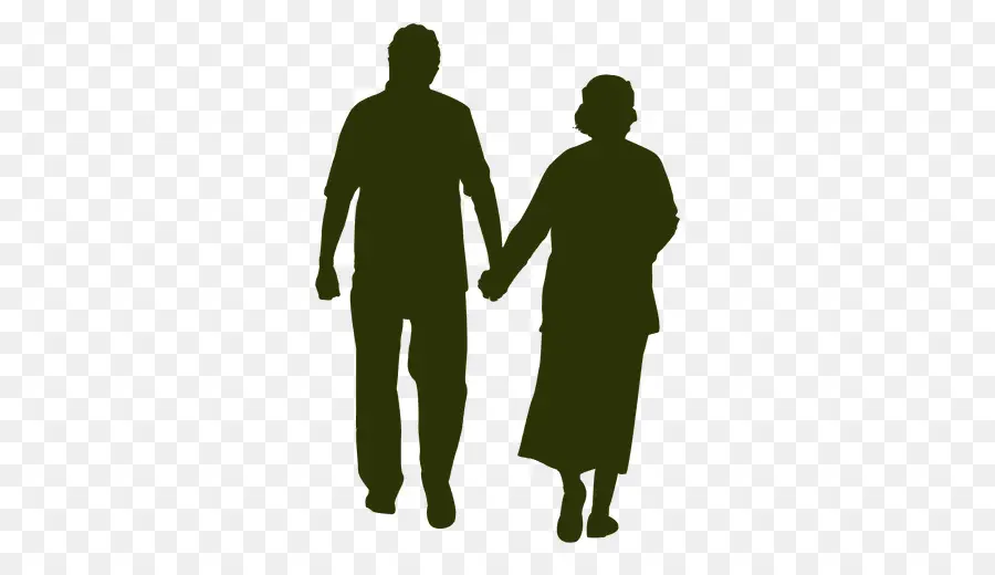 Silhouette De Couple De Personnes âgées，Vieillesse PNG