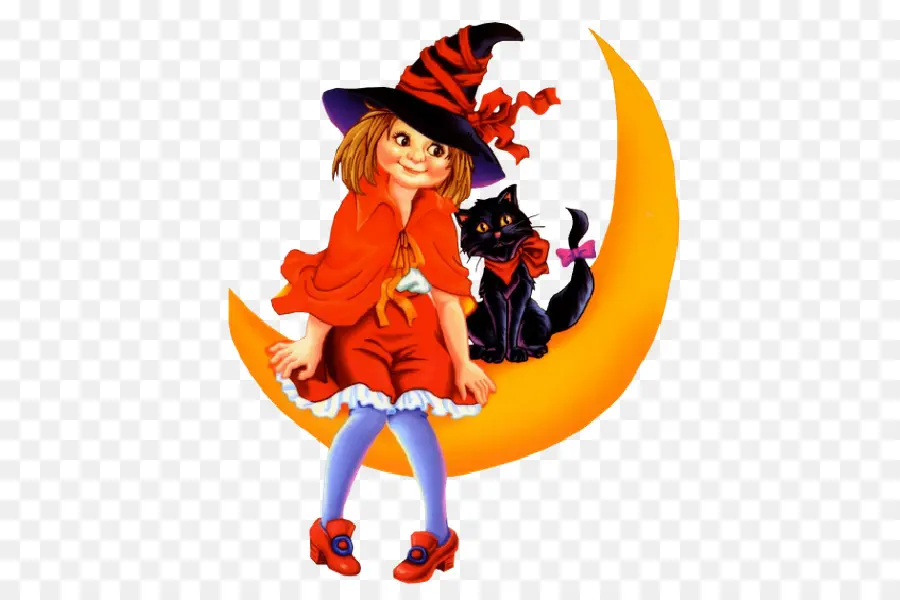 Sorcière Et Chat，Lune PNG