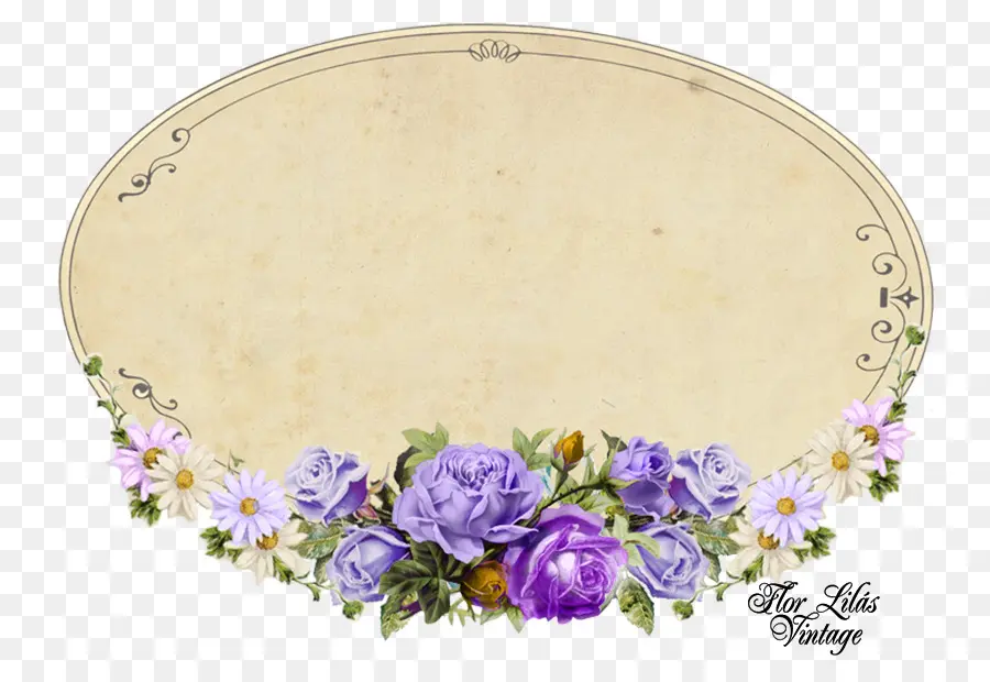 Étiquette Florale Vintage，Fleurs PNG