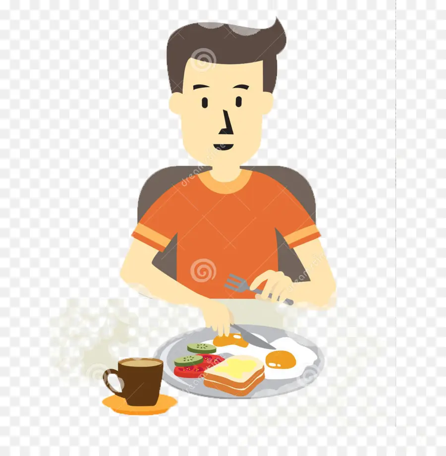 Homme Prenant Son Petit Déjeuner，Nourriture PNG