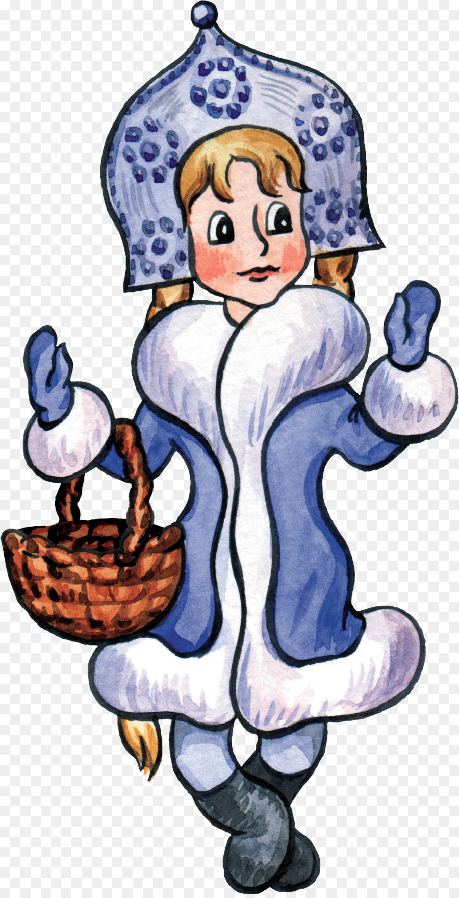 Fille En Vêtements D'hiver，Panier PNG