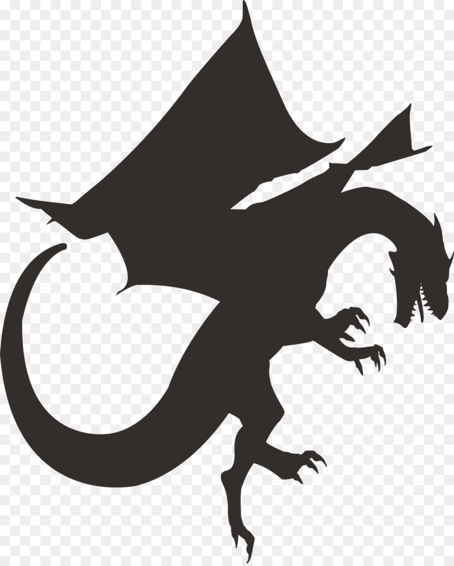 Silhouette De Dragon Noir，Mythique PNG