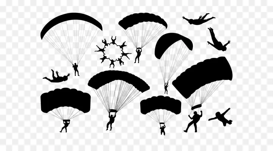 Parachutisme，Silhouette PNG