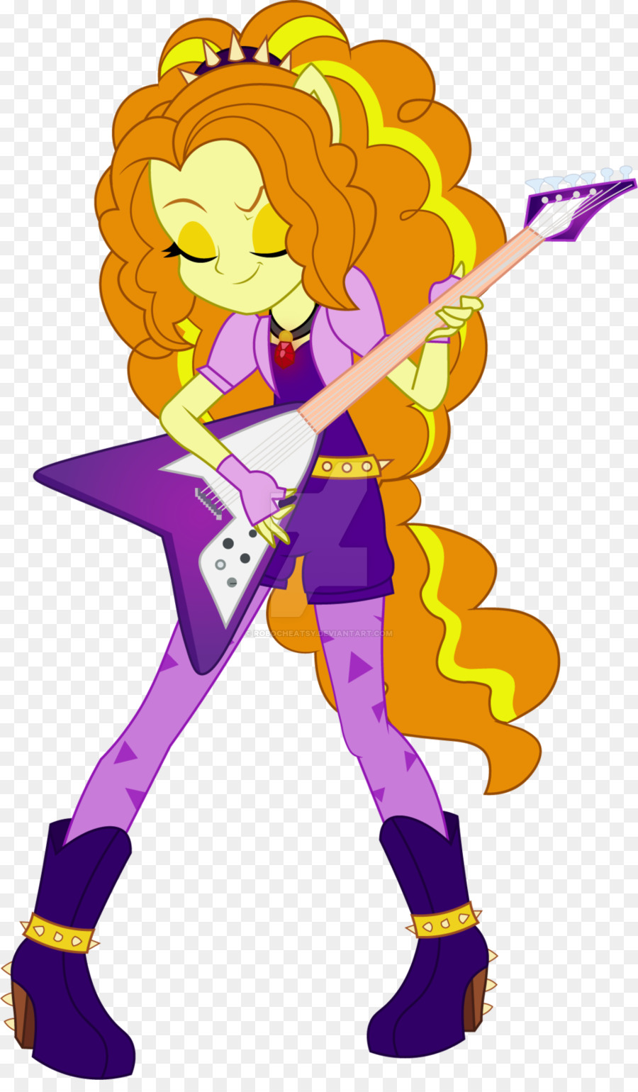 Fille De Dessin Animé Avec Guitare，Personnage PNG