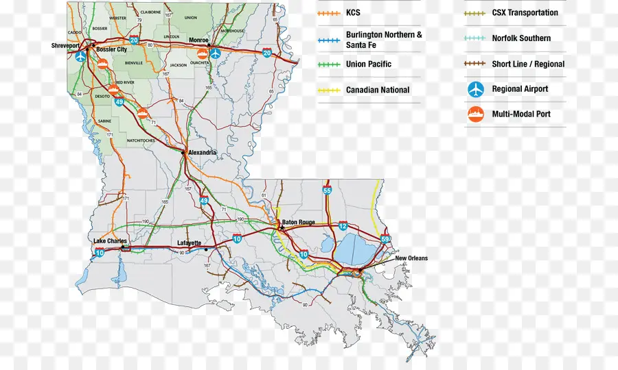 Louisiane，Transport Ferroviaire PNG