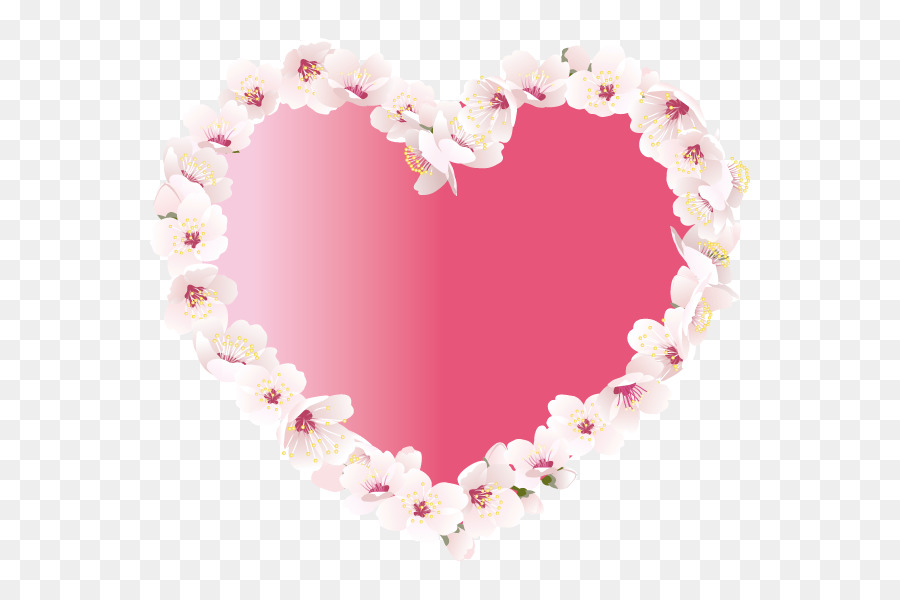 Coeur Rose Avec Des Fleurs，Rose PNG