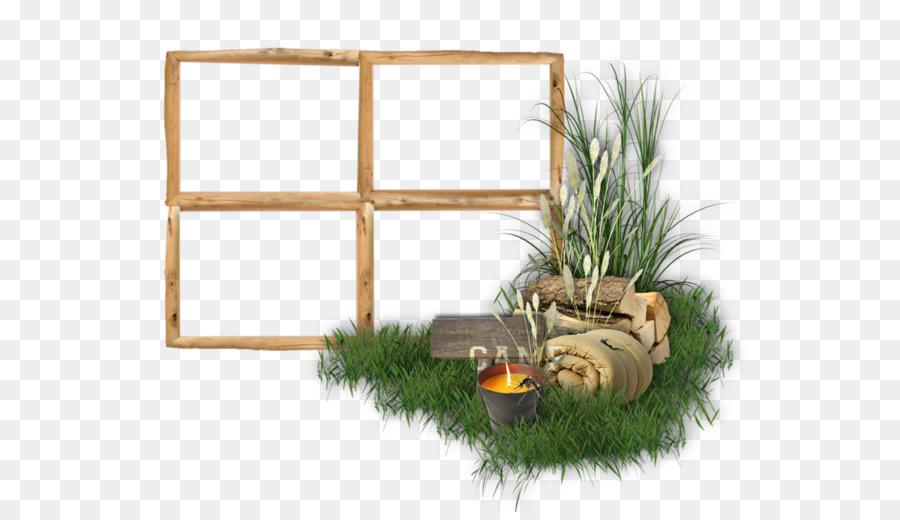 Cadre En Bois，Herbe PNG