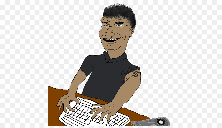 Homme De Dessin Animé Tapant，Ordinateur PNG