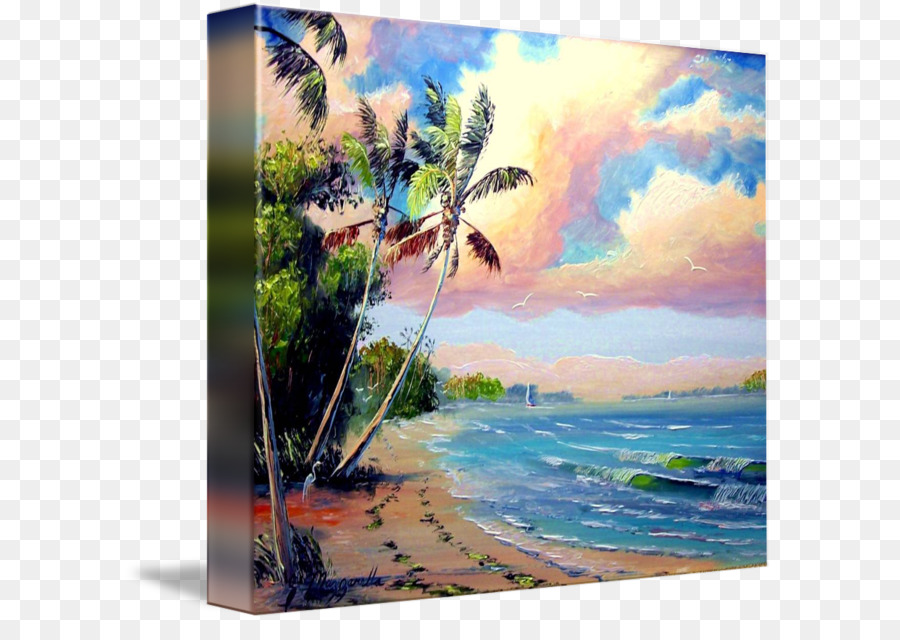 Peinture De Plage，Palmiers PNG