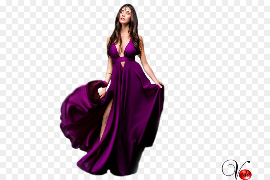 Femme En Robe Violette，Élégant PNG