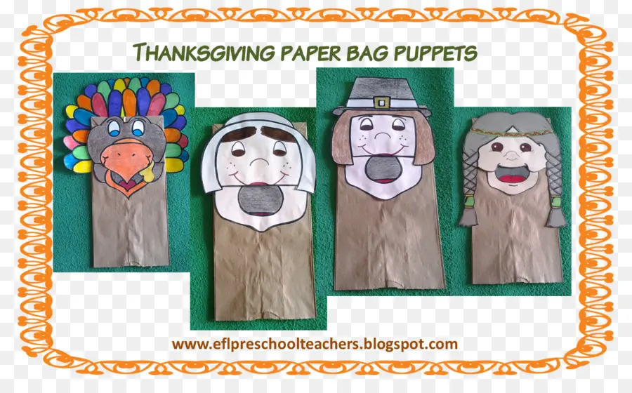 Marionnettes En Sac En Papier Pour Thanksgiving，Action De Grâces PNG