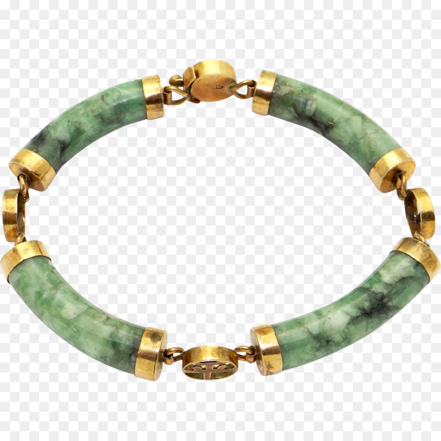 Bracelet En Or Avec Pierres Vertes，Bijoux PNG