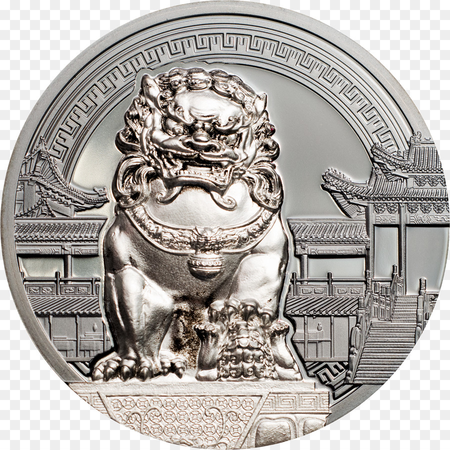 Pièce De Monnaie En Argent，Chinois Gardien Des Lions PNG