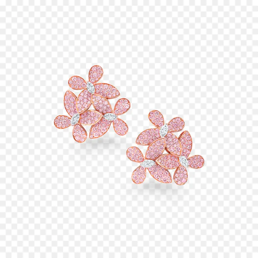 Boucles D'oreilles Fleur Rose，Pétillant PNG