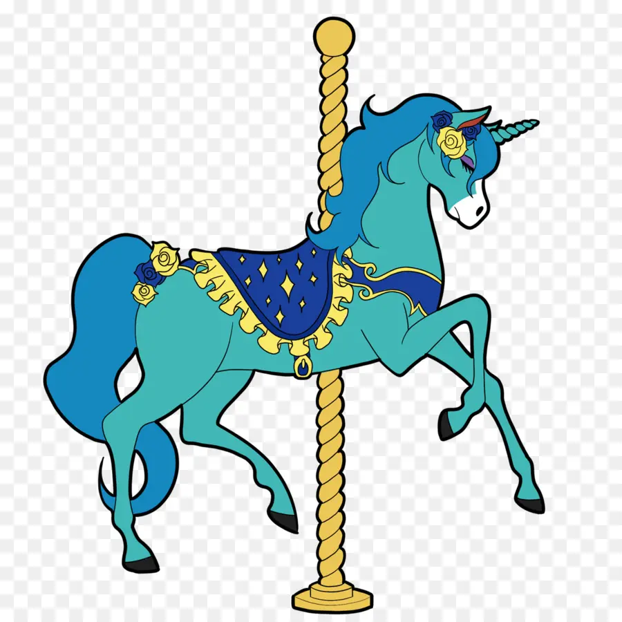 Licorne Bleue De Carrousel，Carrousel PNG