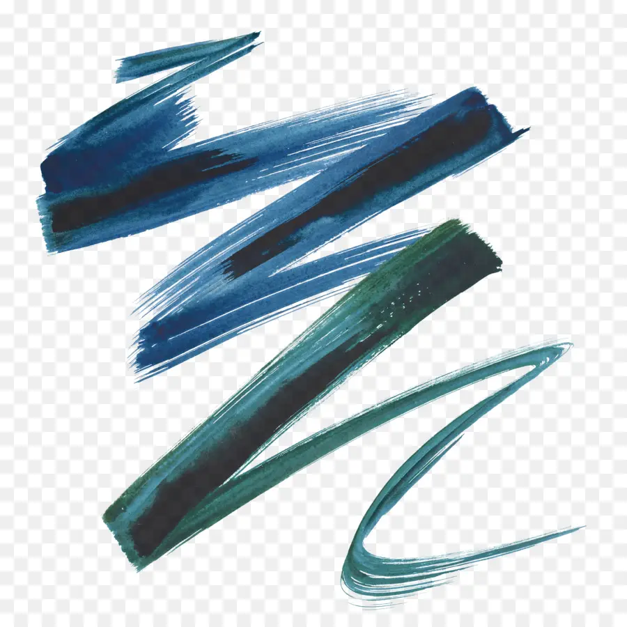 Coups De Pinceau Bleus Et Verts，Peinture PNG