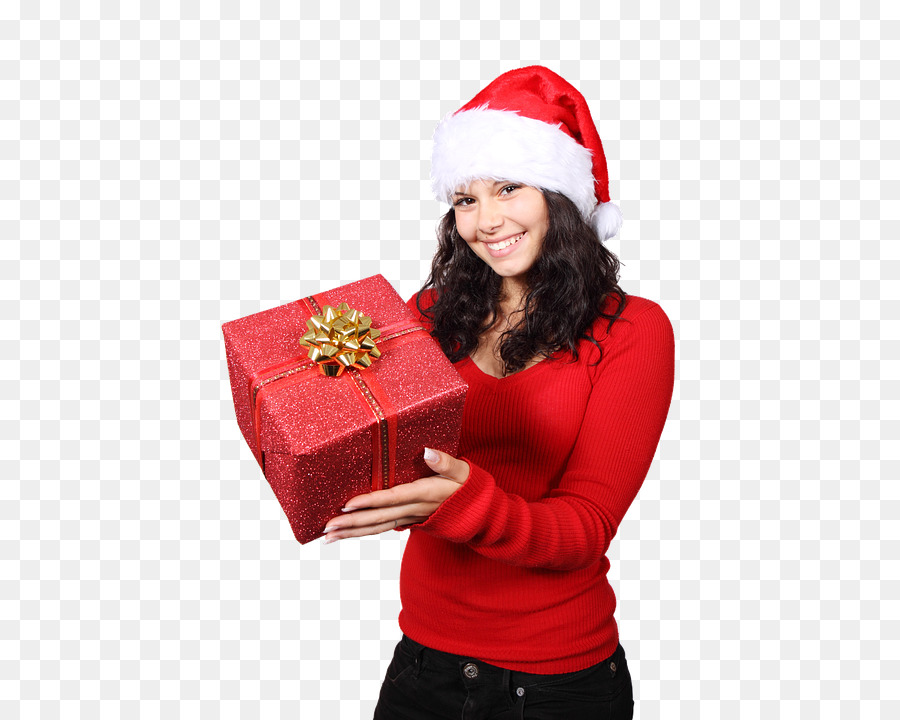 Femme Avec Cadeau，Noël PNG