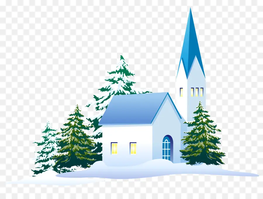 Église Enneigée，Hiver PNG