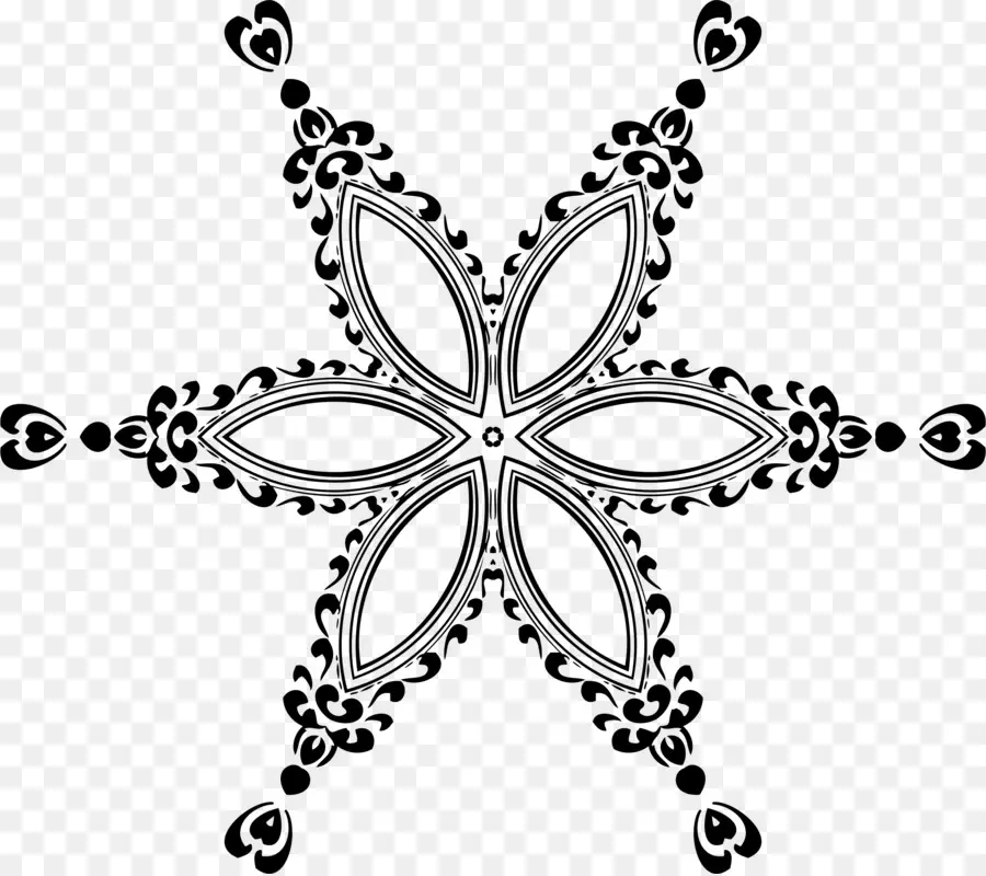 Motif Floral，Noir Et Blanc PNG