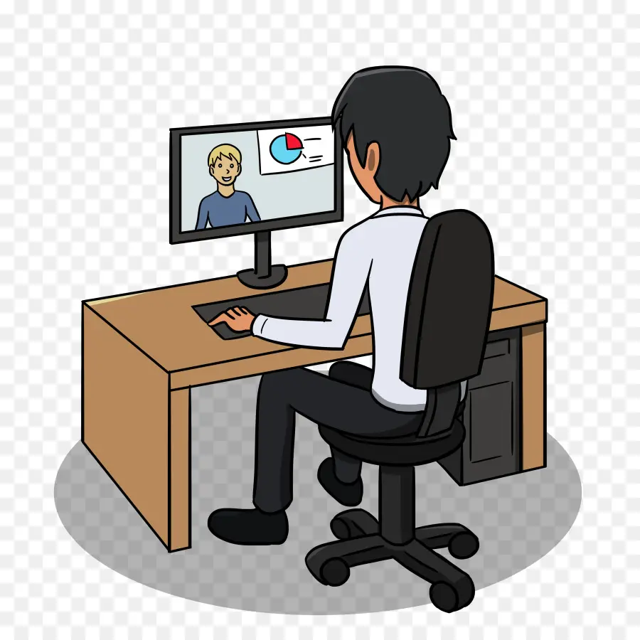 Personne à L'ordinateur，Bureau PNG