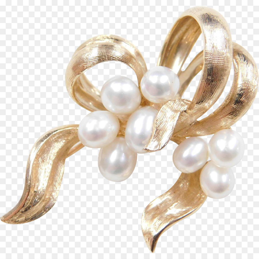 Broche En Or Avec Perles，Élégant PNG