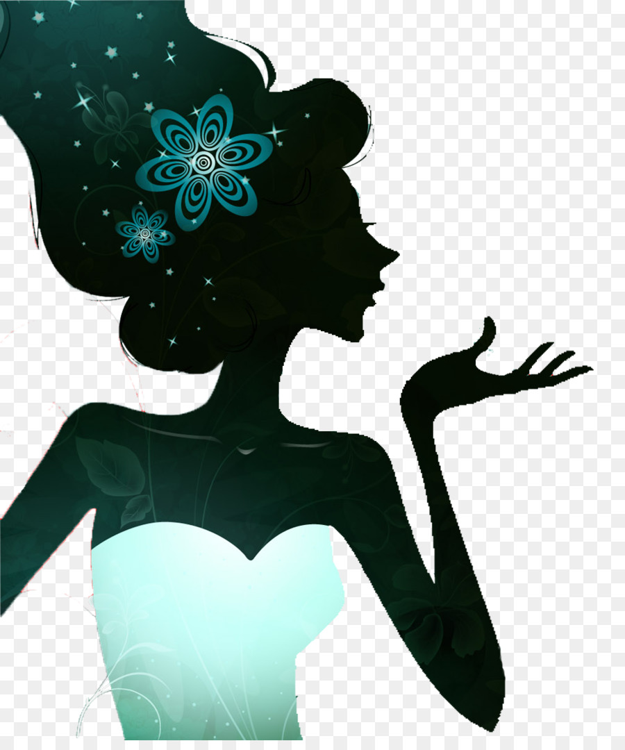 Femme Silhouette，Fleurs PNG