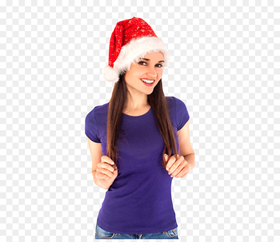 Femme Au Chapeau De Père Noël，Noël PNG