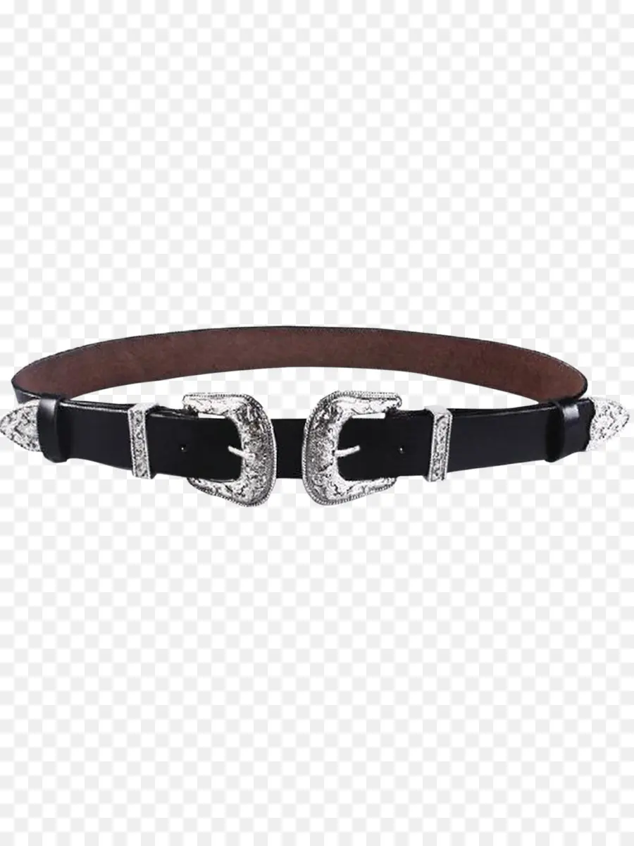 Ceinture Noire Avec Boucles Argentées，Mode PNG