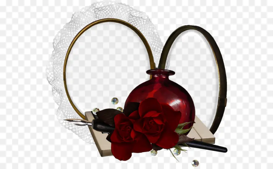 Bouteille D'encre Et Roses，Stylo PNG