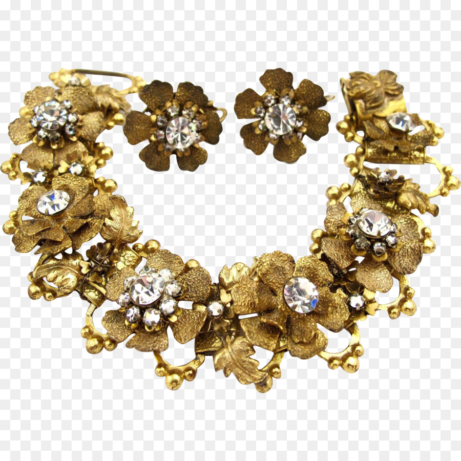 Ensemble De Bijoux Floraux Dorés，Accessoires PNG