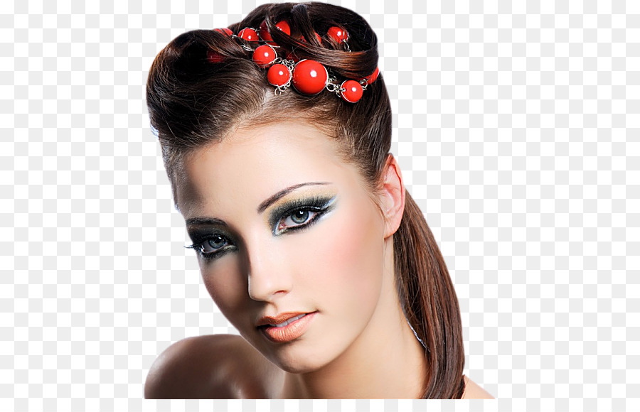 Femme Avec Accessoire De Cheveux Rouges，Se Maquiller PNG