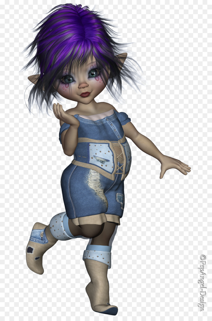 Personnage Elfe Mignon，Cheveux Violets PNG